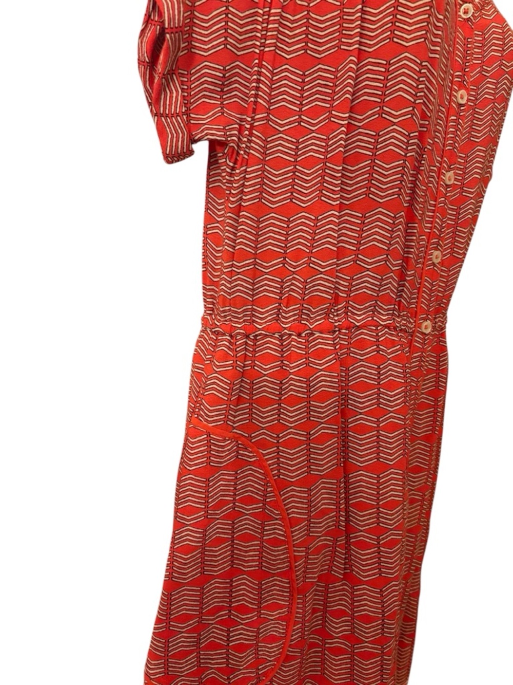Maeve Red and Cream Striped Button-Front Dress - Picture 3 of 5